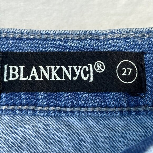 Blanknyc Light Wash Skinny Jeans W/ White Side Zipper & Raw Hem Size 27 - Picture 4 of 15